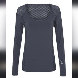 Lorna Jane Women's Long Sleeve Mesh Panel Top in Charcoal